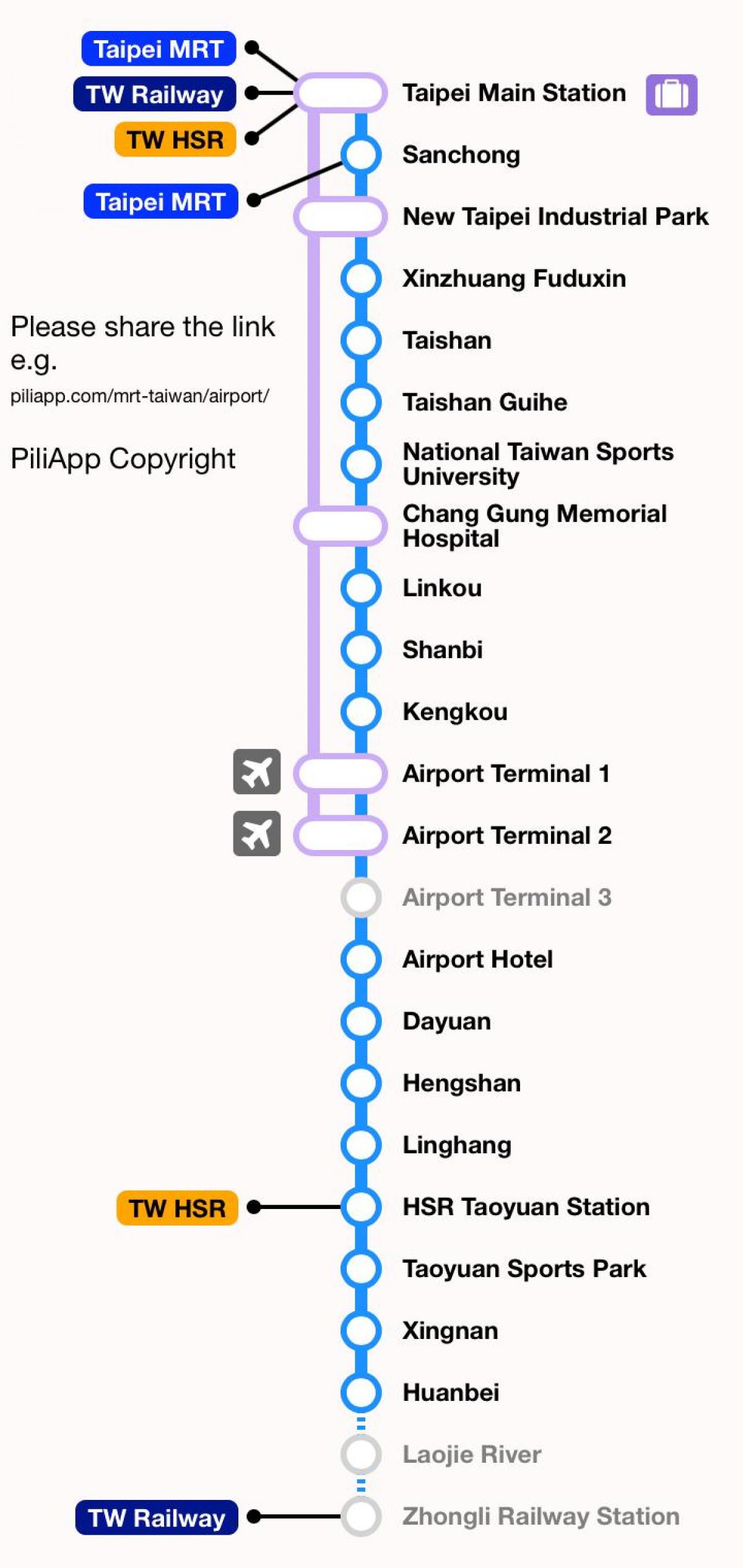 Taipei mrt mapa do aeroporto de taoyuan