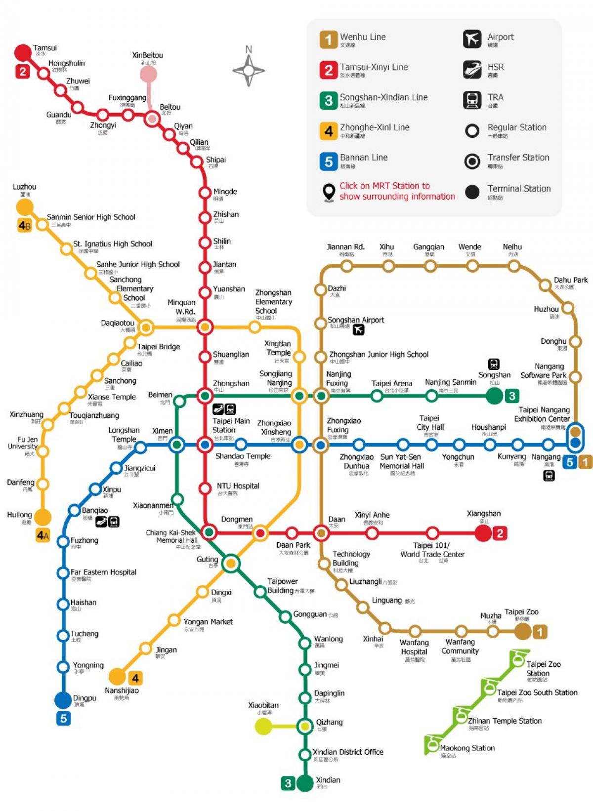 Taipei, estação de metro mapa