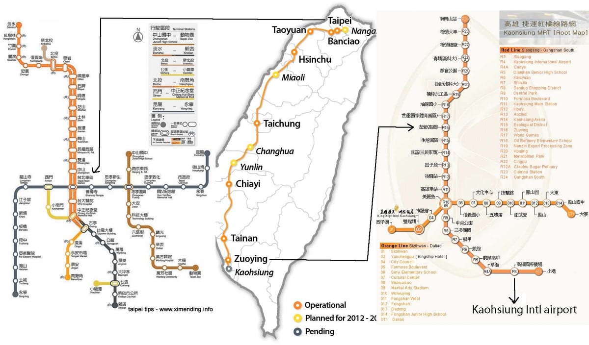 mapa de Taipé estação ferroviária de alta velocidade