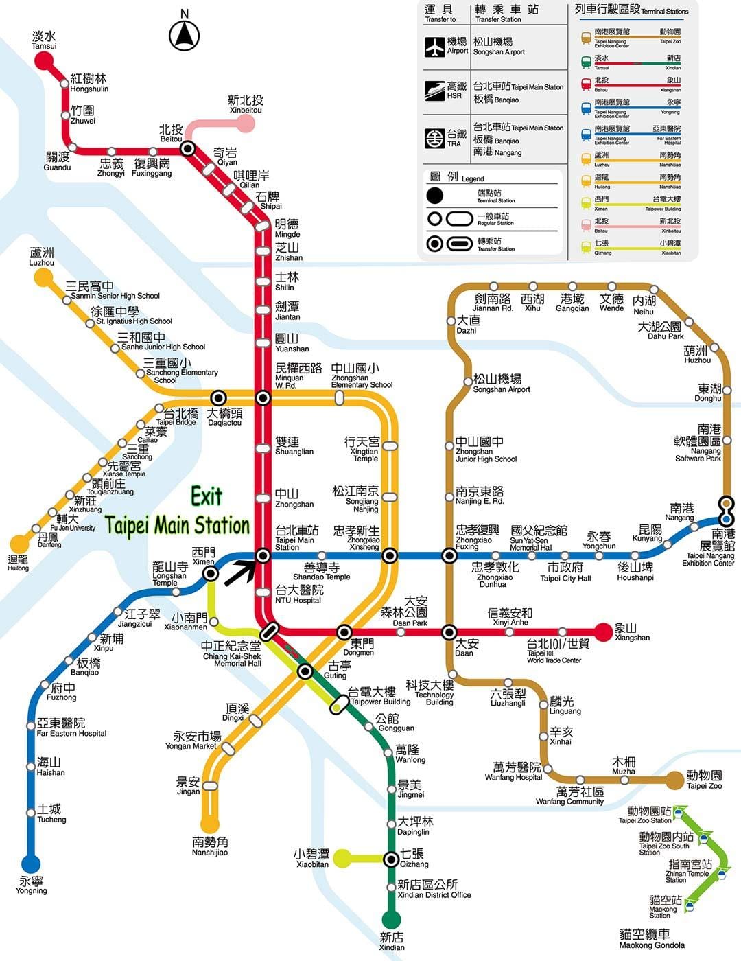 Taipei main, estação de metro mall mapa