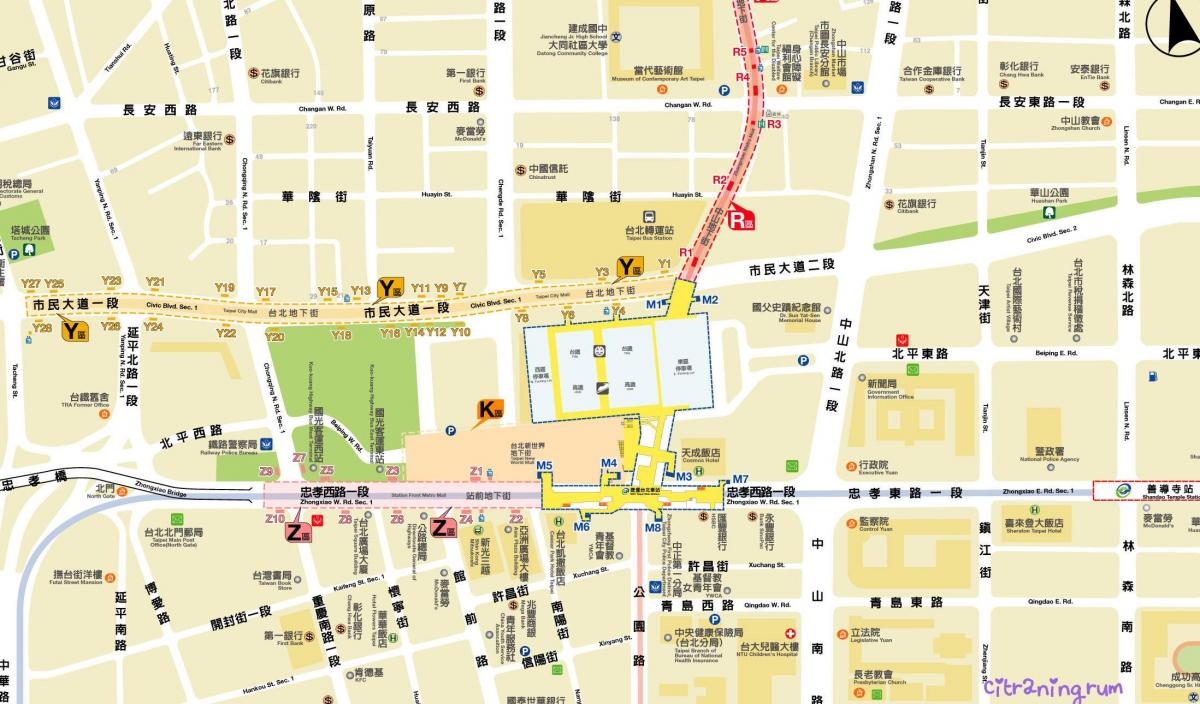 mapa de Taipé shopping center subterrâneo