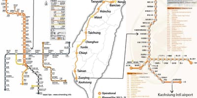 Mapa de Taipé estação ferroviária de alta velocidade